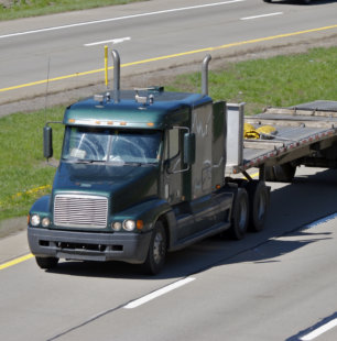 a blue truck moving